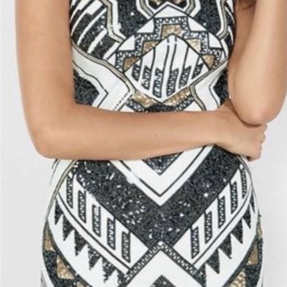 Express Black and Gold Sequin Mini Dress - Picture 3 of 8